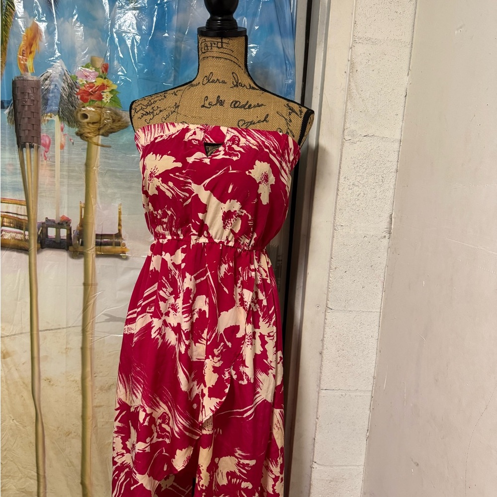Angie Red and Cream Patterned Dress